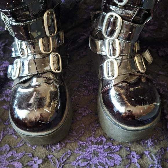 Hot Topic Platform Buckle Boots Goth Punk Demonia Club Rave - Picture 4 of 10